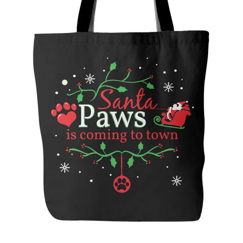 CHRISTMAS TOTE SANTA PAWS IS COMING TO TOWN