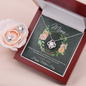 MOTHERS DAY GIFT LOVE KNOT NECKLACE & EARRING SET WITH MESSAGE CARD