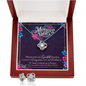 MOTHERS DAY GIFT LOVE KNOT NECKLACE & EARRINGS SET WITH MESSAGE CARD
