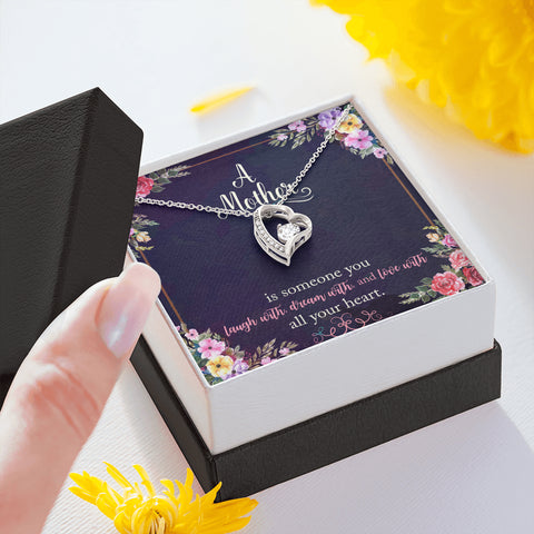 FOREVER LOVE HEART NECKLACE WITH MESSAGE CARD FOR MOTHER'S DAY