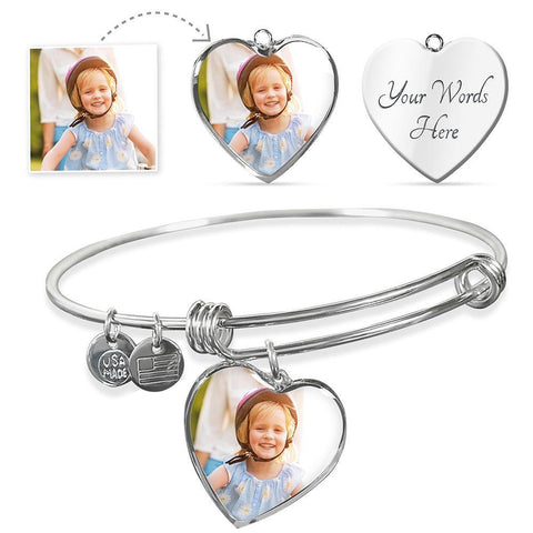 CUSTOM DESIGN YOUR OWN LUXURY BANGLE W/ HEART CHARM - TSP Top Selling Products