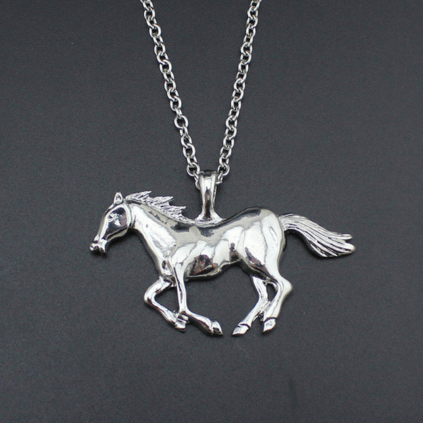 Silver Galloping Horse Pendant