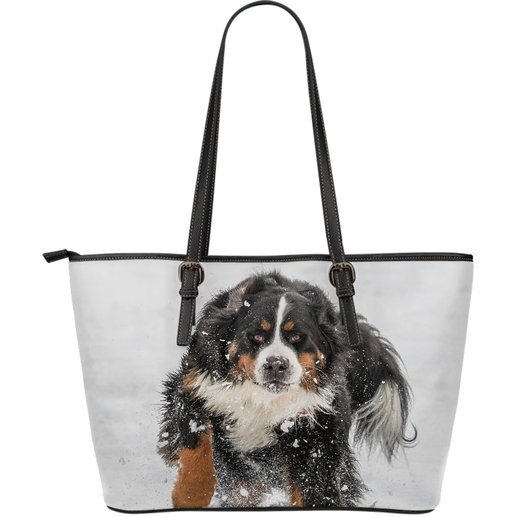 BERNESE MOUNTAIN DOG LEATHER TOTE BAG