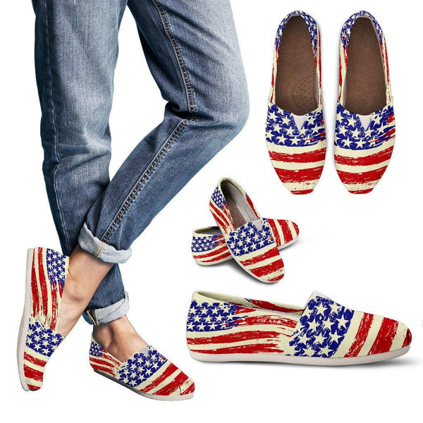 Womens American Flag Casual Canvas Slip Ons