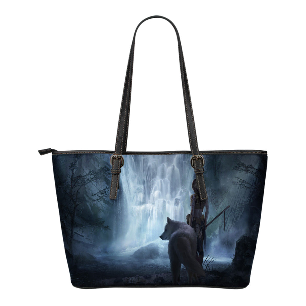 White Wolf Fantasy Small Leather Tote