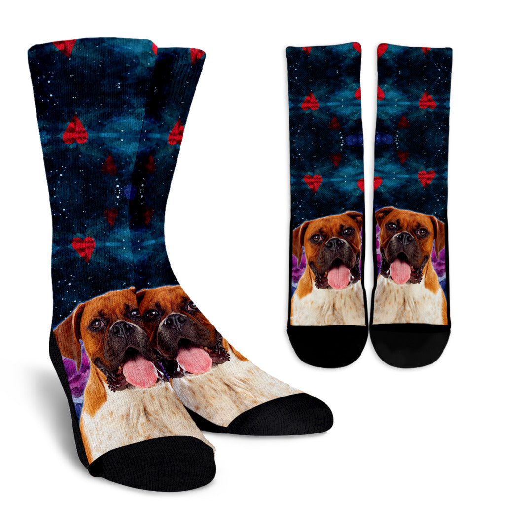 BOXER DOG PRINT CREW SOCKS