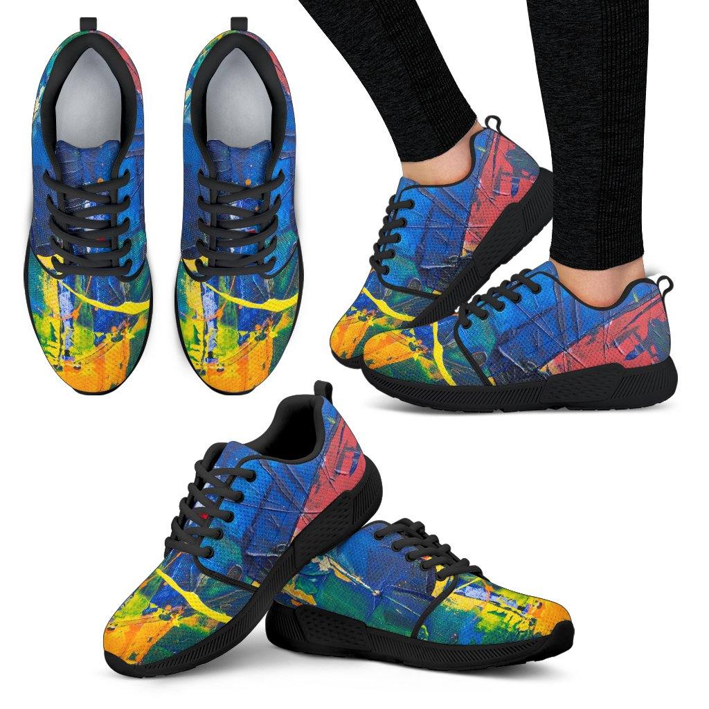 Women's Athletic Sneakers, Colorful Paint Motif - TSP Top Selling Products