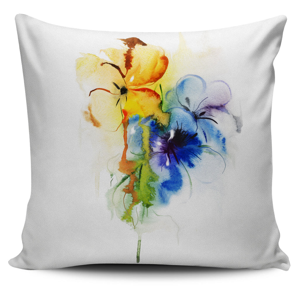 Yellow and Blue Flowers Pillow Cover
