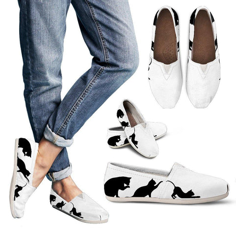 B&W CAT PRINT WOMEN’S CASUAL SHOES - TSP Top Selling Products