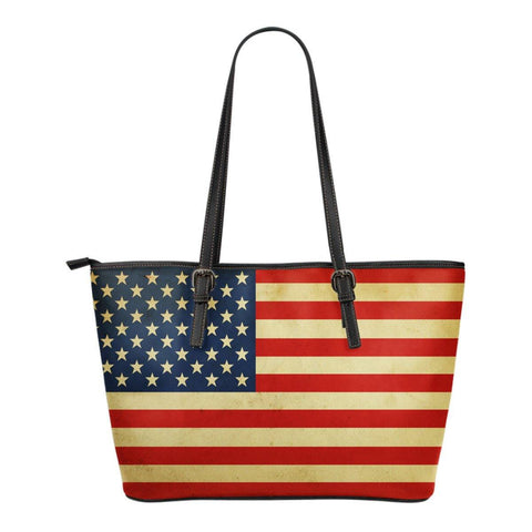 American Flag Small Leather Tote Bag