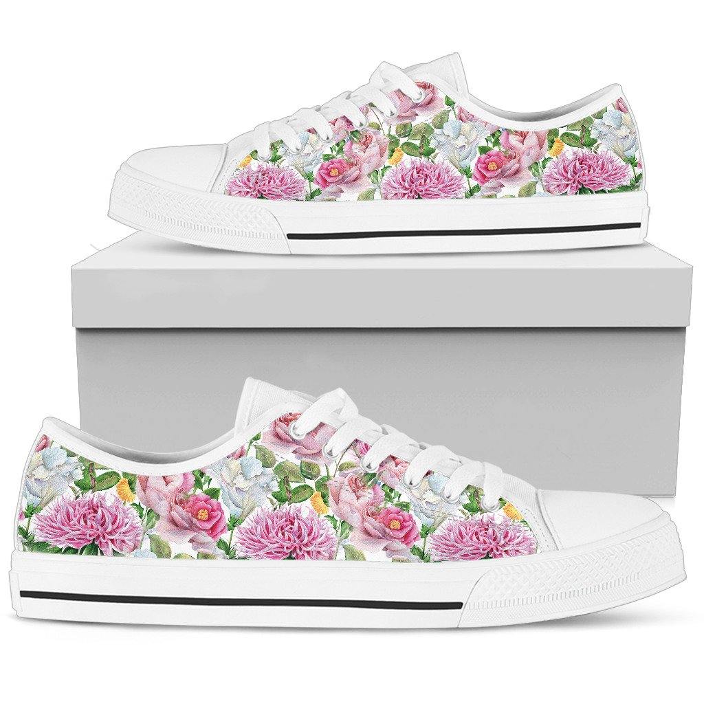 Watercolor Floral Women's Low Top Shoes - TSP Top Selling Products