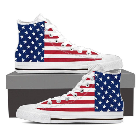 Women's American Flag White High Top Canvas Shoes