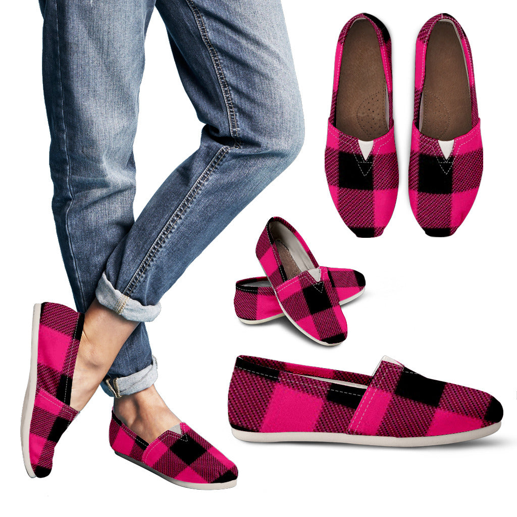 Pink Plaid Women's Casual Shoes