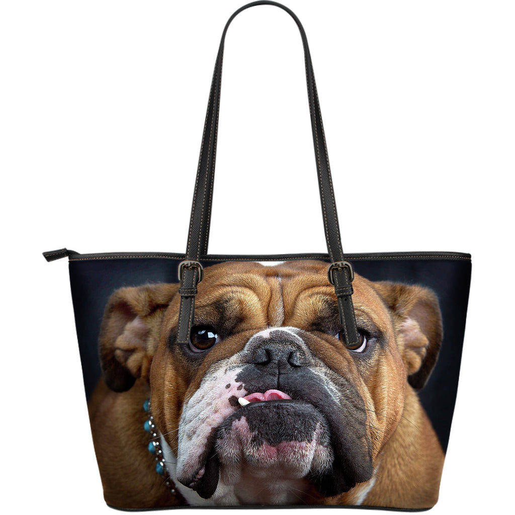 BULLDOG LOVERS LARGE LEATHER TOTE