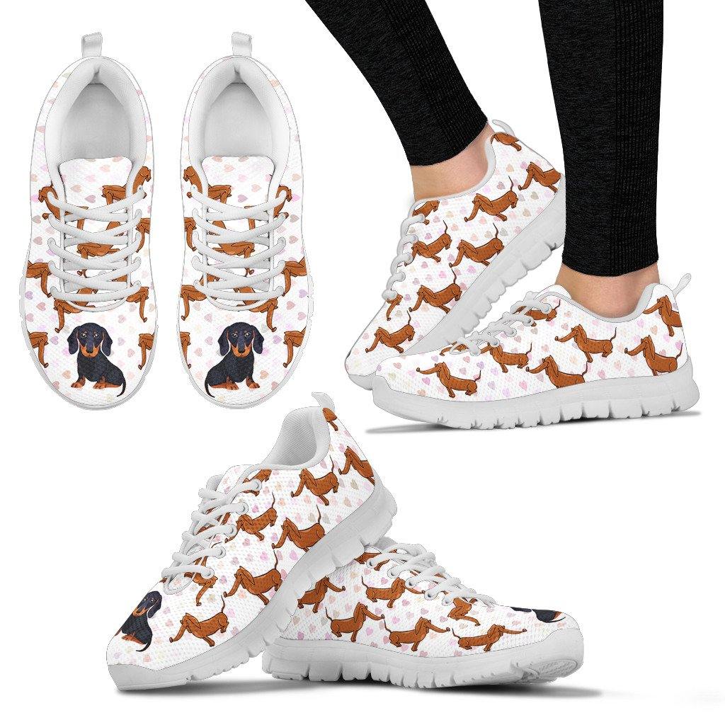 White sneakers, white soles, dachshunds and hearts - TSP Top Selling Products