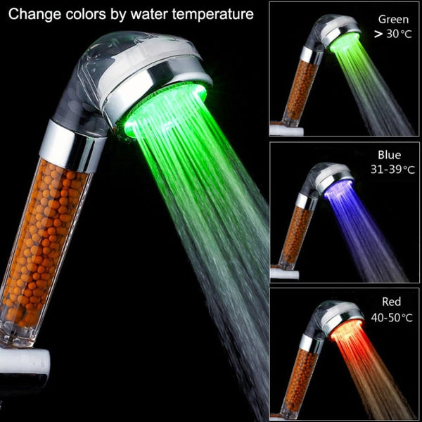 LED  3/7 Color Changing Shower Head Temperature Sensor