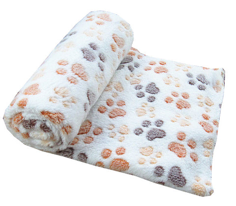 White Paw Print Thermal Fleece Dog Blanket 