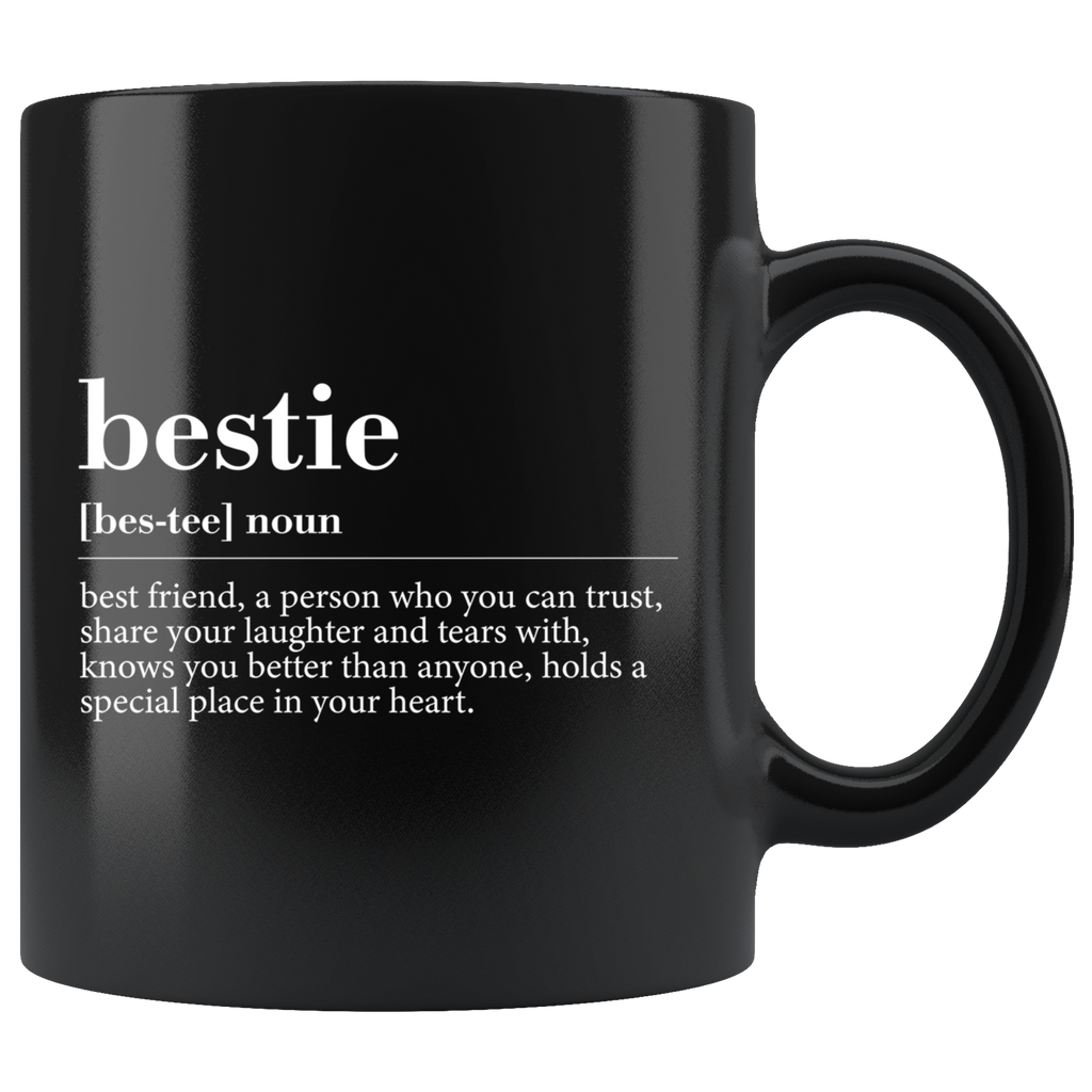BESTIE DEFINITION GIFT MUG IN BLACK FOR FRIEND OR COLLEAGUE