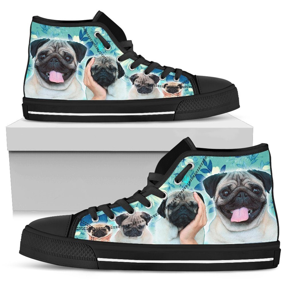 BLUE PUGS WOMEN'S HIGH TOP SHOES