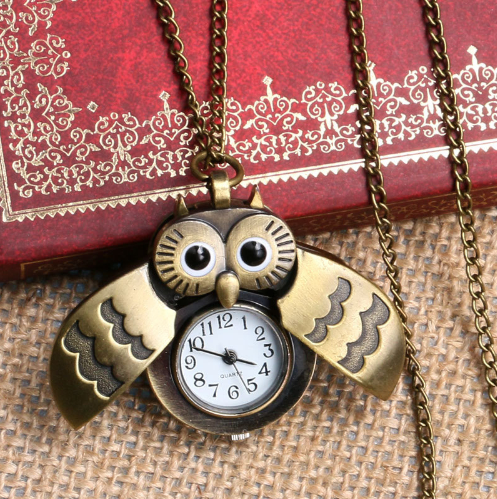 LOVELY NURSE OWL FOB WATCH WITH NECKLACE CHAIN