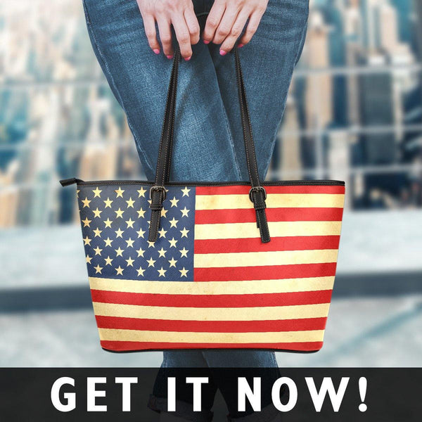 American Flag Small Leather Tote Bag Picture