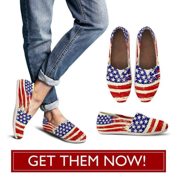 Womens American Flag Casual Canvas Slip Ons Picture