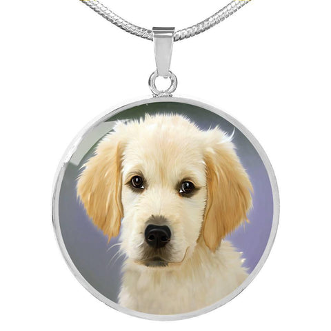 GOLDEN RETRIEVER PUPPY LUXURY NECKLACE WITH CIRCLE CHARM - TSP Top Selling Products