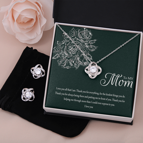LOVE KNOT NECKLACE & EARRINGS SET FOR MOTHER'S DAY