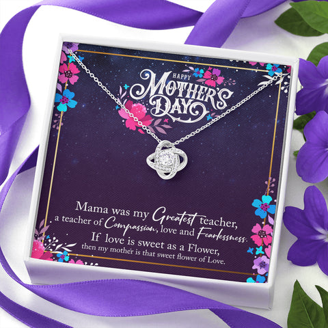 MOTHERS DAY GIFT LOVE KNOT NECKLACE WITH MESSAGE CARD