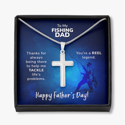 CROSS NECKLACE TO MY FISHING DAD- FATHER'S DAY