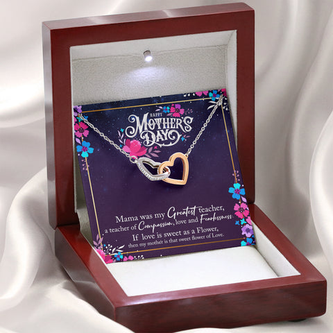 INTERLOCKING HEARTS NECKLACE WITH MESSAGE CARD PERFECT MOTHER'S DAY GIFT