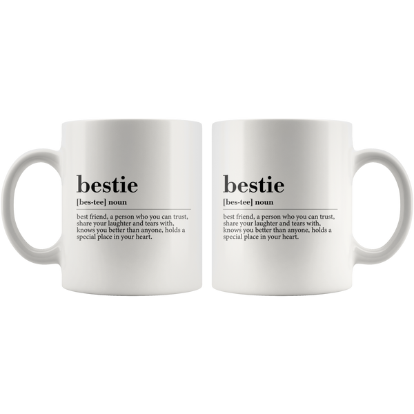 BESTIE DEFINITION GIFT MUG FOR FRIEND OR COLLEAGUE IN WHITE