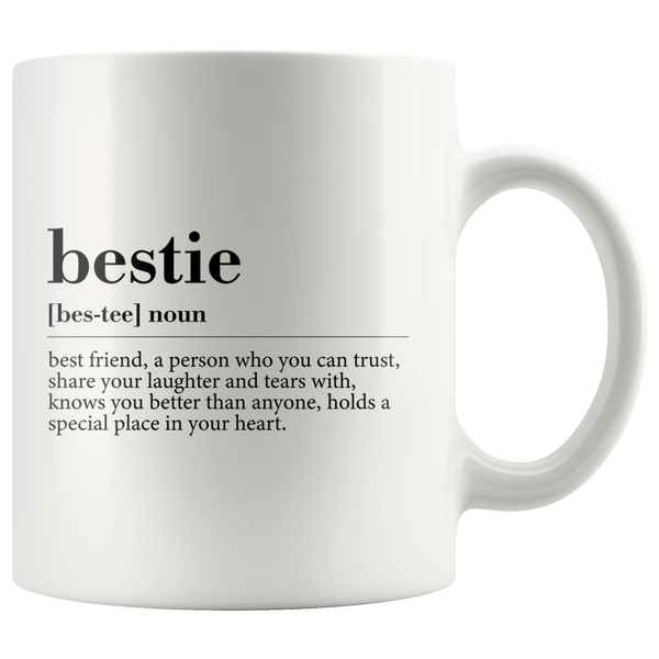 BESTIE DEFINITION GIFT MUG FOR FRIEND OR COLLEAGUE IN WHITE