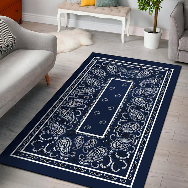 Navy Blue Bandana Area Rugs - Fitted