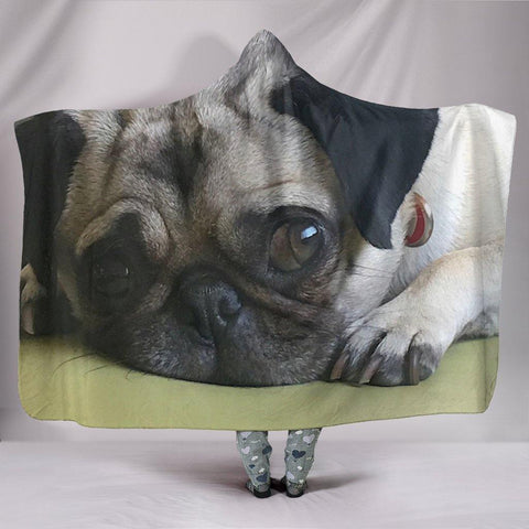 BEIGE LOUNGING PUG HOODED BLANKET - TSP Top Selling Products