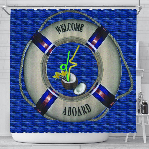 Welcome Aboard blue Shower Curtain - TSP Top Selling Products