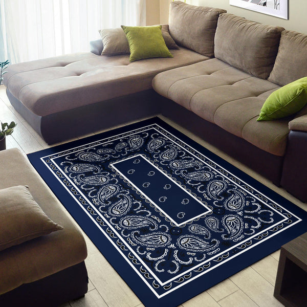 Navy Blue Bandana Area Rugs - Fitted