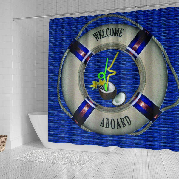 Welcome Aboard blue Shower Curtain - TSP Top Selling Products