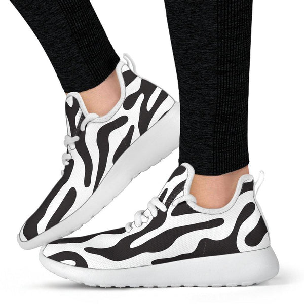White  - Black and White Animal Pattern Mesh Knit Sneakers - TSP Top Selling Products