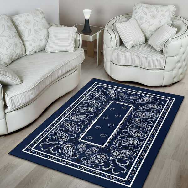 Navy Blue Bandana Area Rugs - Fitted