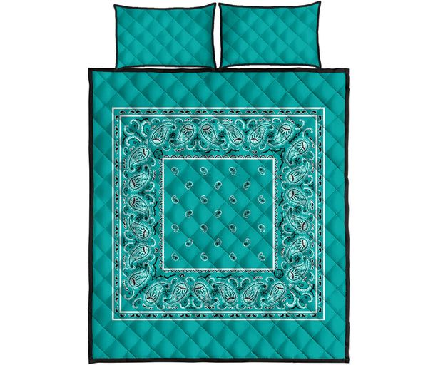 Turquoise Bandana Bed Quilts with Shams