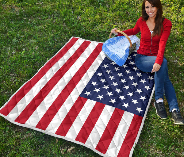 USA Flag Design Premium Quilt