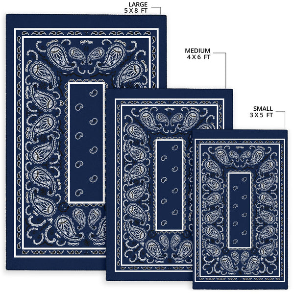 Navy Blue Bandana Area Rugs - Fitted