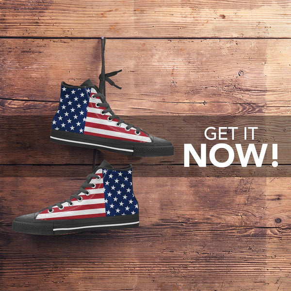 Women's American Flag High Top Canvas Shoes Picture