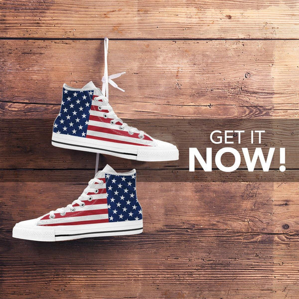 Men's American Flag High Top Canvas Shoes Picture