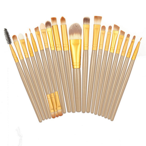 Professional 20 piece Makeup Brushes Brown Golden