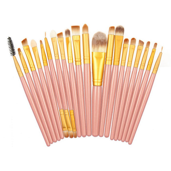 Professional 20 piece Makeup Brushes Pink Golden