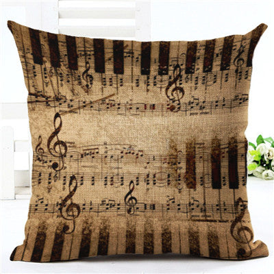 Music Note Series Pillow Cover Vintage Piano