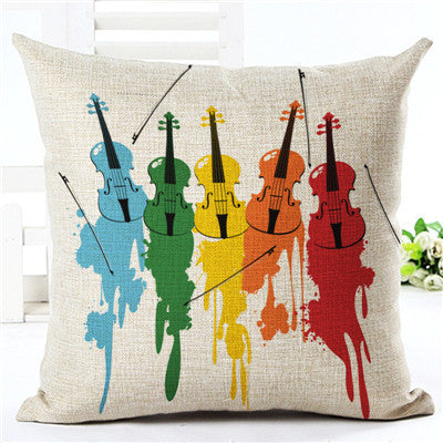 Music Note Series Pillow Cover Colored Violins